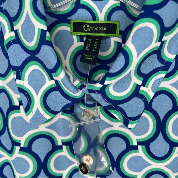 NWOT C Wonder Sleeveless Golf Dress Size 10 Blue Pleat Trim Summer Country Club - Picture 4 of 8